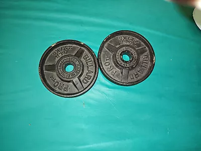 2 X 5 Lb Vintage Billard Pro Barbell Cast Iron Weights Plates For 1  Bar • $19.99