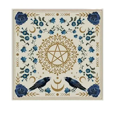 Raven & Blue Rose Altar Cloth / Tarot Card Table Cloth / Wall Hanging 48x48cm • £6