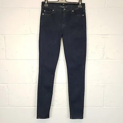 7 For All Mankind Women Jeans Skinny Jeggings Stretch Low Rise W29 L30 Dark Blue • £35