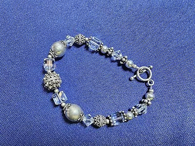 Grandma Grabe's Beautiful Vintage 925 Sterling Silver Crystal Charm Bracelet • $0.75