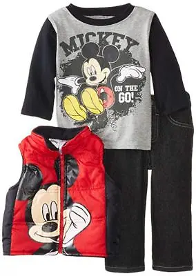 Disney Infant Boys Mickey Mouse 3pc Pant Set Size 12M 18M 24M • $17.49