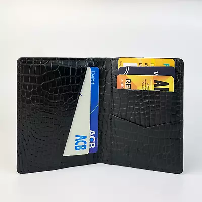 Real Crocodile Card Holder Mens ID Slim Minimalist Leather Wallet Handmade Gifts • $61.75