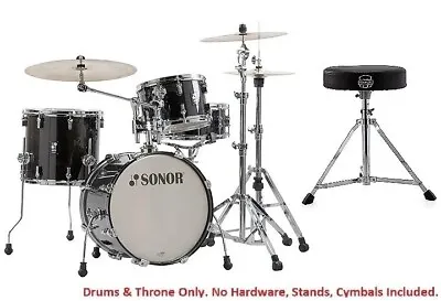 Sonor AQ2 Trans Black Lacquer BOP 18x14_14x13_12x8_14x6 Drums +Throne | Dealer • $1129