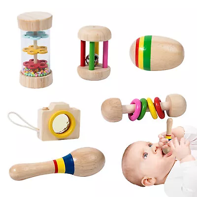 Wooden Cage Bell Baby Hand Grasping Bell Ringing Instrument Infant Early Educa • £16.19