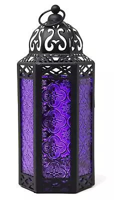 VELA LANTERNS Purple Gothic Moroccan Candle Lantern Decorative Candle Holder ... • $26.39