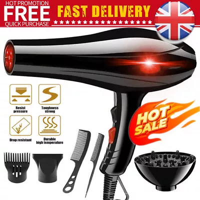 Professional Salon Hair Blow Dryer Lightweight 2200W Powerful Motor Fast Drying • £10.90