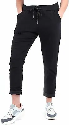 Magic Pants Ladies Lagenlook Casual Stretch Trousers Make In Italy • £12