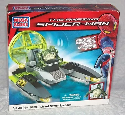 Mega Bloks (91338) Amazing Spiderman Set Lizard Sewer Speeder 91 Pcs NEW IN BOX • $24.95