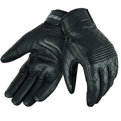 Motorbike Motorcycle Gloves Real Cowhide Leather Padded Palm Touch By KENFIT • £18.95