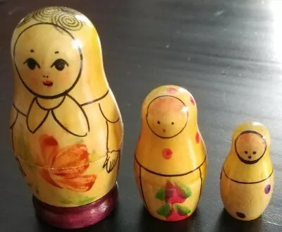 Vintage 1980's Russion Babushka Nesting Dolls Set X3 Wood 1.5  2  3   • $17.99