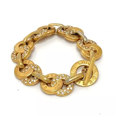 CELINE Logo Vintage Accessories Bracelet Gold Plated / Rhinestone Gold • $180