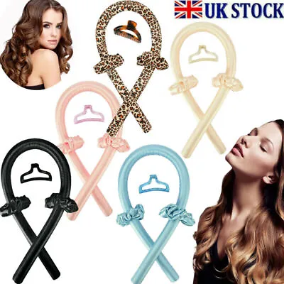 £5.39 • Buy Silk Ribbon Hair Curler Heatless Curling Rod Head Band Wave Former + Hair Clip