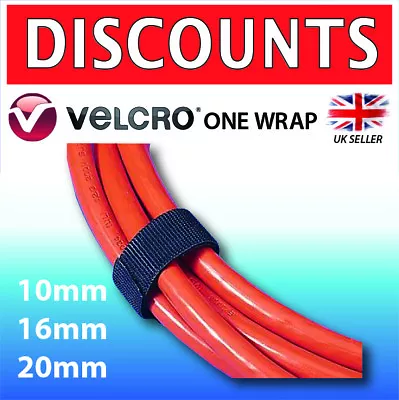 VELCRO® Brand ONE WRAP 10mm 16mm 20mm Black Double-Sided Hook & Loop Cable Tie • £3.27