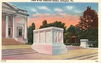 Vintage Postcard Tomb White Marble Of The Unknown Soldier Arlington Virginia VA • £8.67