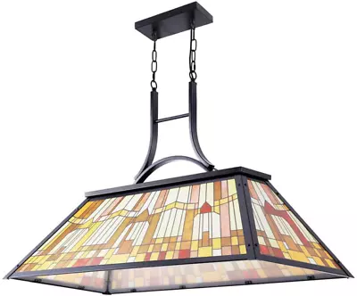 Wellmet Vintage 3-Light Pool Table Light Pendant With Tiffany-Style Printed Shad • $307.98