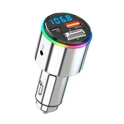 Car Bluetooth FM Transmitter Adapter Stereo MP3 Player Fast Charger RGB Light • $25.10