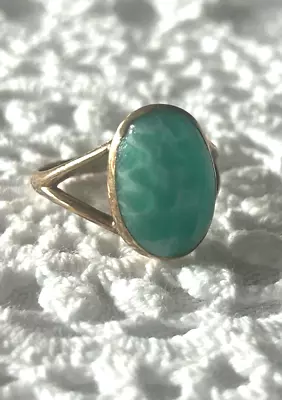 Vintage Green Natural Jadeite Jade  Ring In 10k Gold Size 5.5 • $259.99