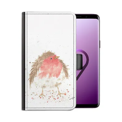 Robin Bird PU Leather Phone Case;Side Flip Cover For Apple/Samsung/Huawei • £14.99