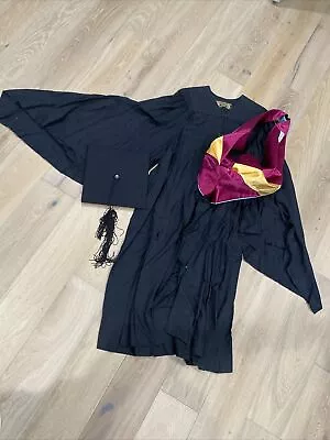GRADUATION Collegiate Cap Gown Hood 51 ROBE CAP TASSEL Size 50-2 Vintage D1 • $0.99