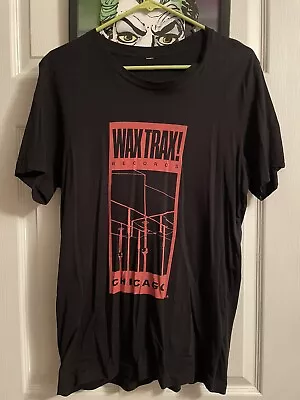 Wax Trax! Logo T-Shirt MEDIUM Industrial Punk 242 Ministry Chicago • $17