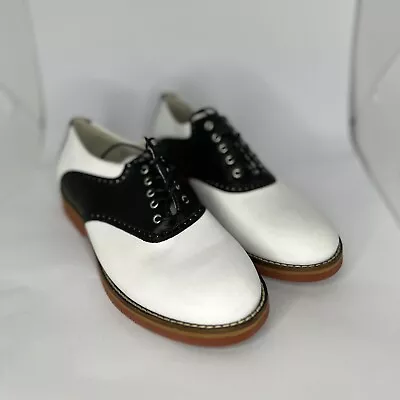 G.H. Bass & Co. Dora Black White Saddle Oxford Shoes Woman’s 7.5 • $64