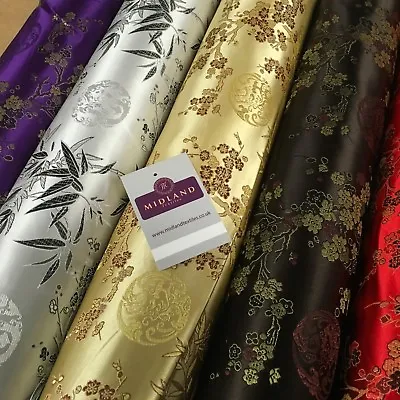 £1.50 • Buy Chinese Shanghai Floral Blossom Silky Satin Brocade Dress Fabric 45  Wide M798