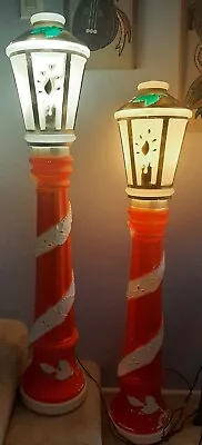 Pair RARE Vintage EMPIRE Illuminated Christmas Lamp Post Blow Mold Xmas BOX 42” • $279.97