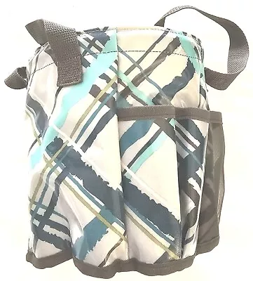 New Thirty One 31 Shower Caddy Teal Plaid Mesh Tote Handles • $14.99