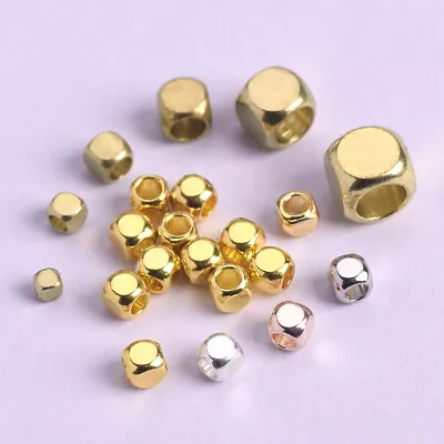 2mm 3mm 4mm 5mm 6mm Cube Brass Metal Gold/Silver Loose Spacer Beads DIY Jewelry • £3.02