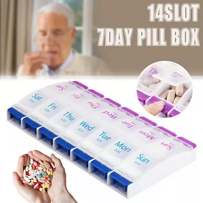 14 Slot 7 Day Pill Box Dispenser Medicine Organiser AM Case Medication AU Stock • $11.01