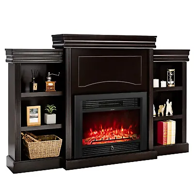 70 Fireplace TV Stand Media W/ 28.5  750W/1500W Electric Fireplace Brown • $389.99