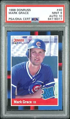 Mark Grace 1988 Donruss Signed Rookie Card #40 Auto Graded PSA 10 64118317 • $109