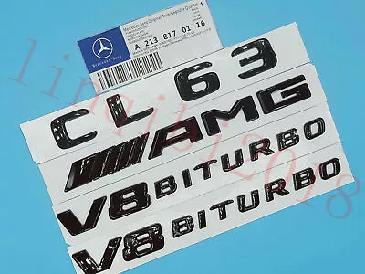 Gloss Black Flat CL63 AMG+ V8 BITURBO Trunk Embl Badge Sticker For Mercedes Benz • $37.99