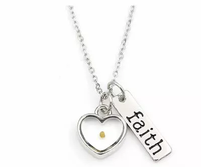 Faith Like A Mustard Seed Necklace Matthew 17:20 Bible Silver Christian Heart • $16.99