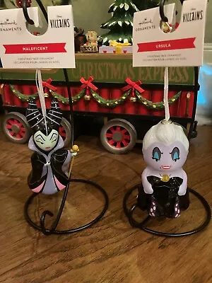 Hallmark Maleficent & Ursula Decoupage Christmas Ornaments Set Of Two New • $19.99