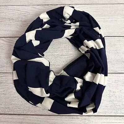 Toss Designs Infinity Scarf Navy Blue White Striped • $10.99