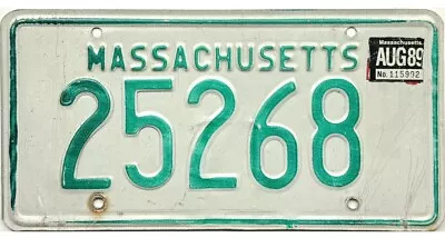 *BARGAIN BIN* 1989 Massachusetts RESERVE SERIES NUMBER License Plate #25268 • $9.99