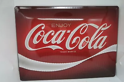 Large Retro Tin Metal Embossed Sign Enjoy Coca-Cola 40 X 30 CM Licensed • $49.99