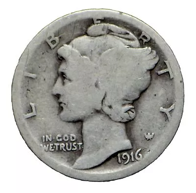 1916-P Mercury 90% Silver Dime First Year  BEST VALUE ON EBAY Free S&H W/Trackin • $8.99