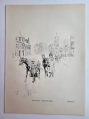 Old Vintage Pencil Drawing Print Royal Newmarket 1945 Horse Racing Clock Tower • £13.50