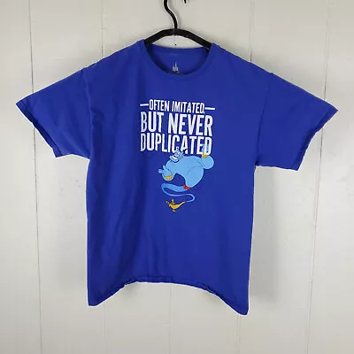 Aladdin Shirt Mens Large Blue Graphic Crew Neck Short Sleeve Stretch Disney • $13.94