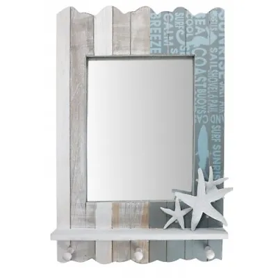 Mirror Wood Nautical Coastal Starfish Feature Seaside Bathroom Driftwood • £44.95