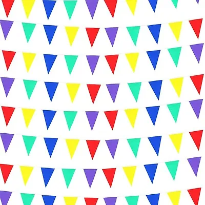 Triangle Summer Bunting Garden Festival Kids Party Decoration Multicolour - 10m • £3.49