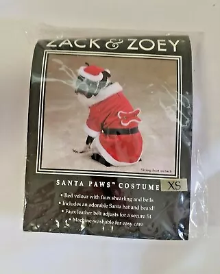 VG Zack Zoey Santa Paws Dog Costume Christmas Halloween XS Velour Hat Beard  • $9.95