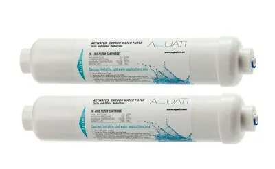 2 X Aquati Fridge Inline Water Filter Compatible SAMSUNG DAEWOO LG BEKO AMERICAN • £14.95