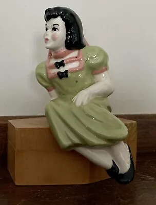 Ceramic Arts Studio KISSING GIRL Green Dress 5” SHELF SITTER 1940-1955 • $15