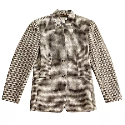 Talbots Wool Blazer Womens 6 Tan Herringbone Tweed Classic Neutral Preppy Career • £24.08