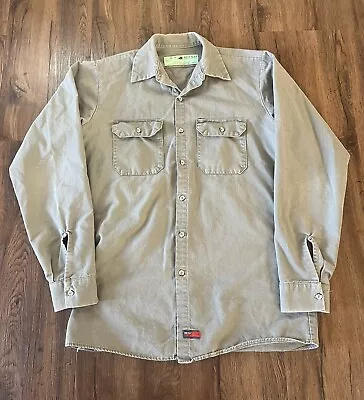 Red Kap Work Shirt Vintage Gray 2 Pocket Men’s Medium Button Up Made In USA • $19.99