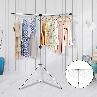 Folding Portable Clothes Drying Rack Adjustable Metal Drying Rack Large Capacity • $35.15