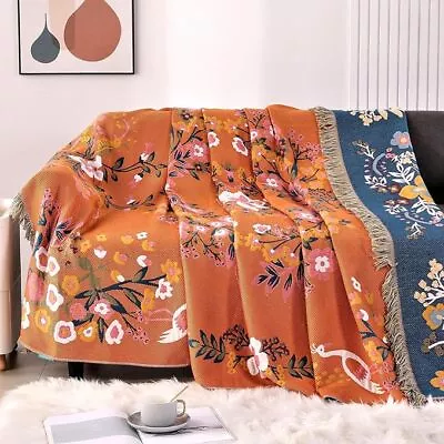 DECMAY Double-sided Throws For Sofas LargeBoho Sofa Bedspread Throw Blanket Wit • £23.57